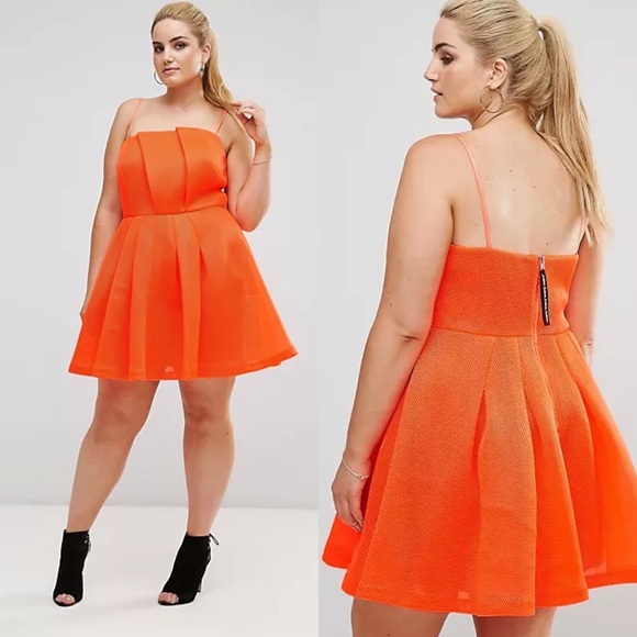 ASOS Curve Dresses & Skirts - New ASOS curve Neon Bonded Mesh Fan Front Mini Dress plus size 16